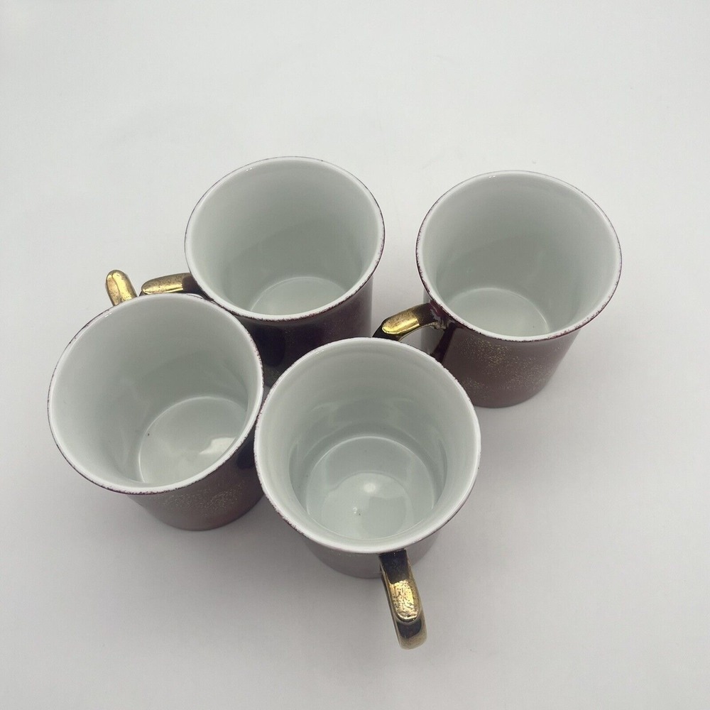 Pottery Barn Hiraki Coffee Mugs Iridescent Japan Lusterware Gold Handle Set of 4 - Picture 7 of 9